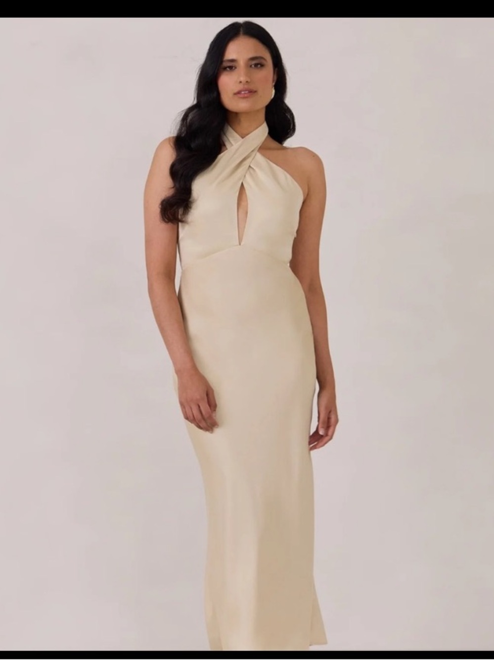Park & Fifth Champagne Halter Evening Dress